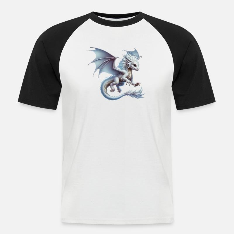 Drache - Männer Baseball-T-Shirt - Weiß/Schwarz