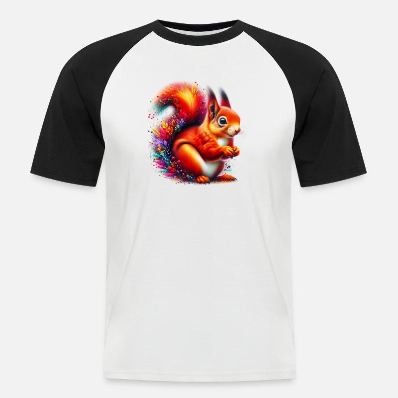 Eichhörnchen - Männer Baseball-T-Shirt - Weiß/Schwarz