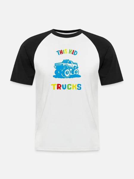 Monstertrucks für Kinder - Männer Baseball-T-Shirt - Weiß/Schwarz
