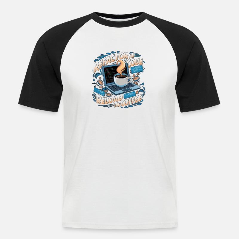 Programmers generate code from coffee - Men's Baseball T-Shirt - white/black