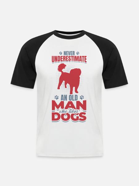 Old Man Who Likes Dogs - Men's Baseball T-Shirt - white/black