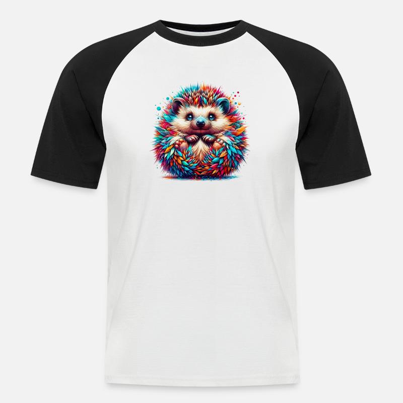 Igel - Männer Baseball-T-Shirt - Weiß/Schwarz