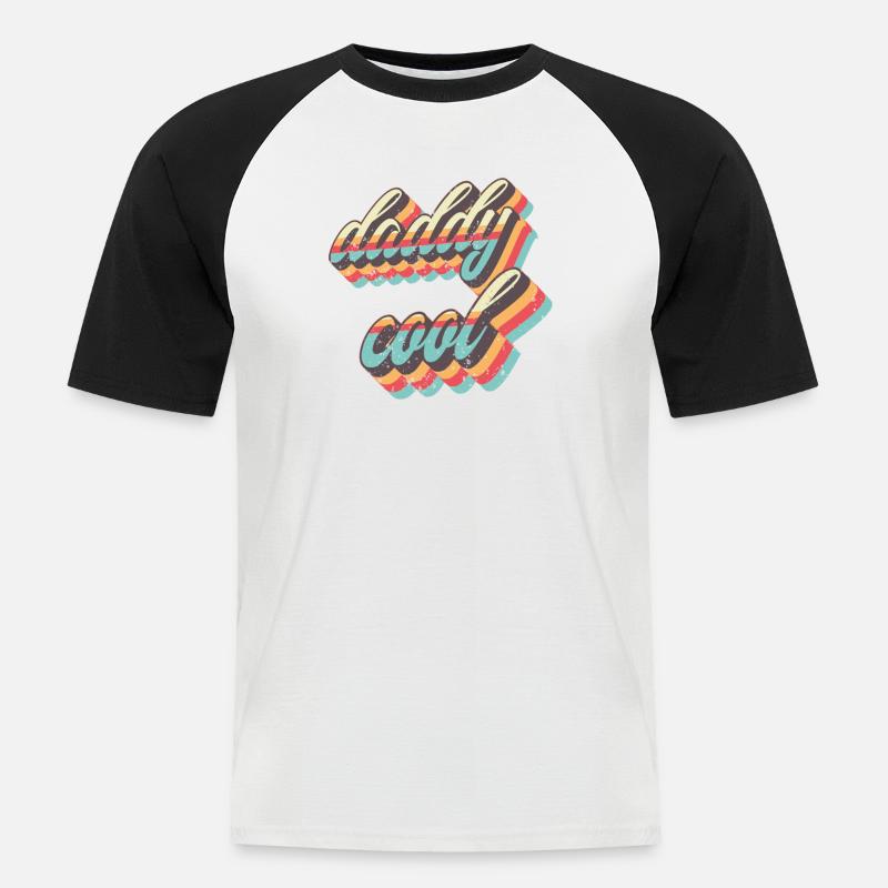Daddy Cool Retro Straps - Männer Baseball-T-Shirt - Weiß/Schwarz