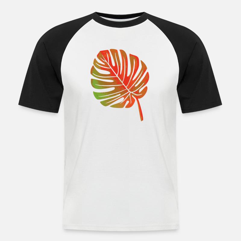 Blatt einer Pflanze - Männer Baseball-T-Shirt - Weiß/Schwarz