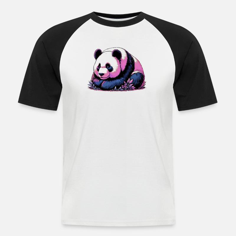 Panda - Männer Baseball-T-Shirt - Weiß/Schwarz