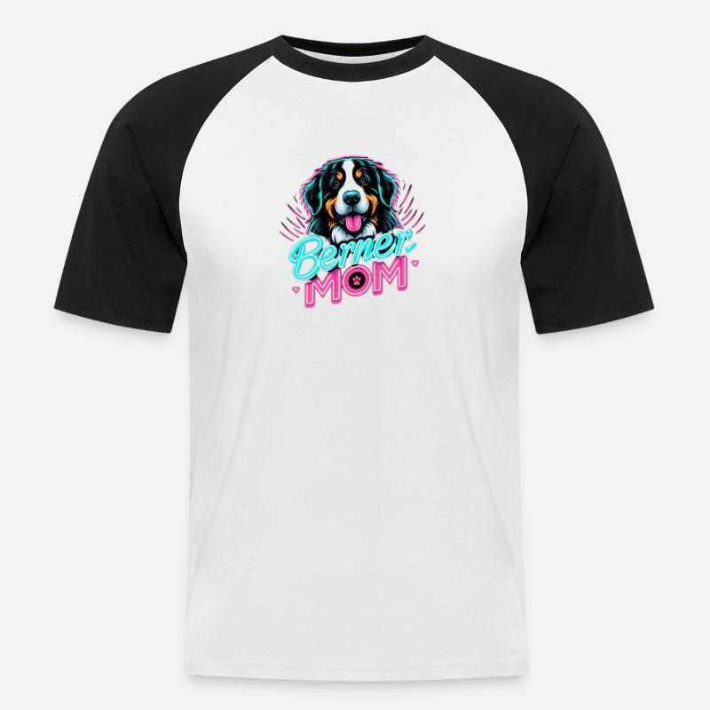 Bovaro del bernese - Maglia da baseball a manica corta da uomo - bianco/nero