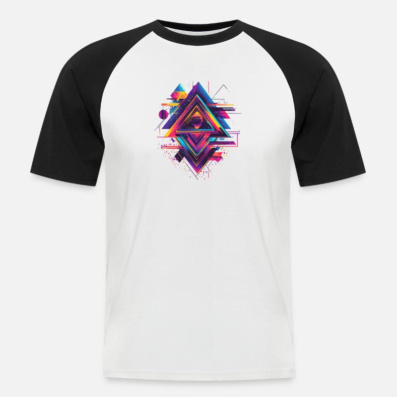 Futuristisches Psychedelisch Techno Trance 90s 80s - Männer Baseball-T-Shirt - Weiß/Schwarz