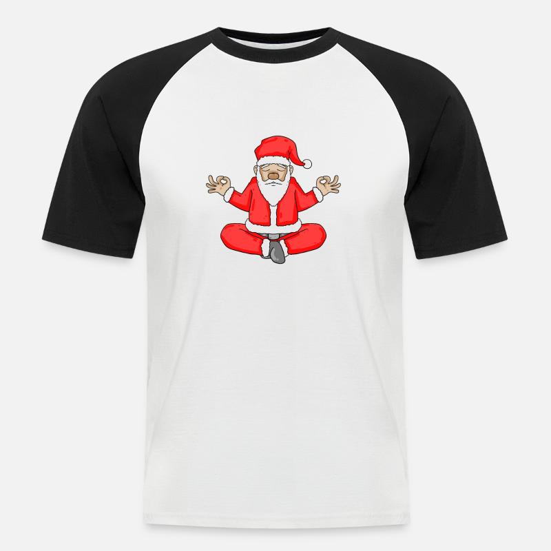 Weihnachtsmann Yoga Geist Körper - Männer Baseball-T-Shirt - Weiß/Schwarz