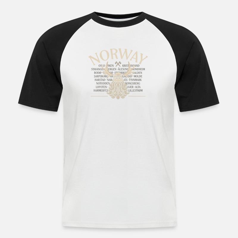 Norway - Viking Beard - Moose - Männer Baseball-T-Shirt - Weiß/Schwarz