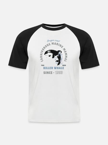 Orca Tier Meeressäuger - Schwertwal - Männer Baseball-T-Shirt - Weiß/Schwarz