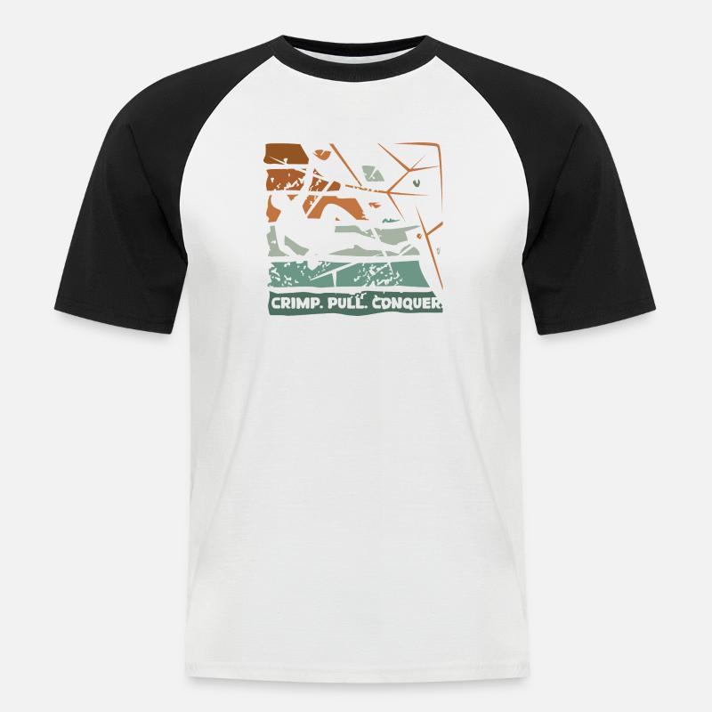 Bouldering – Crimping. Pull. Conquer. - Men's Baseball T-Shirt - white/black