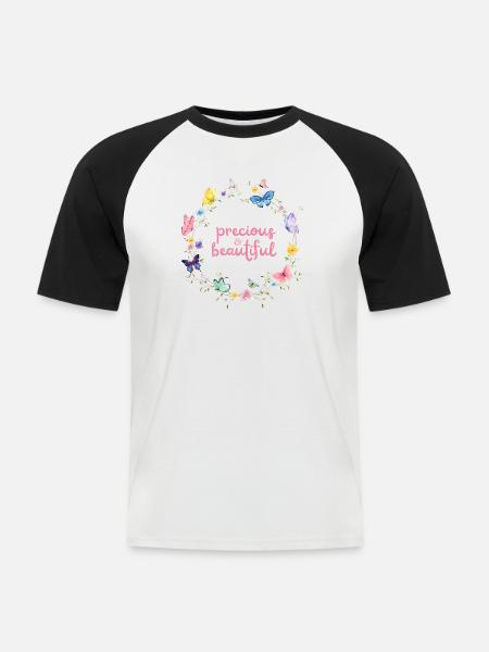 precious & beautiful - Männer Baseball-T-Shirt - Weiß/Schwarz