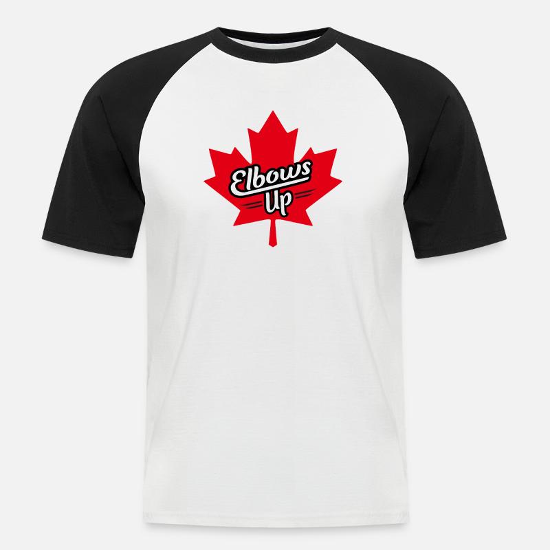 Elbows Up Maple Leaf Design - Männer Baseball-T-Shirt - Weiß/Schwarz