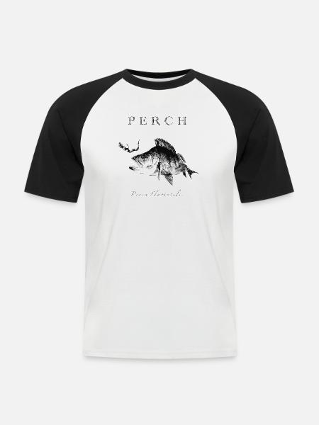 Barsch Angler - Kunstköder für Raubfisch - Männer Baseball-T-Shirt - Weiß/Schwarz