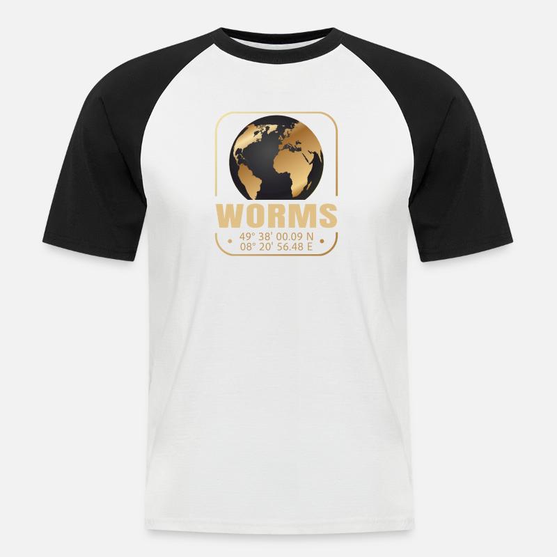 Worms - Männer Baseball-T-Shirt - Weiß/Schwarz