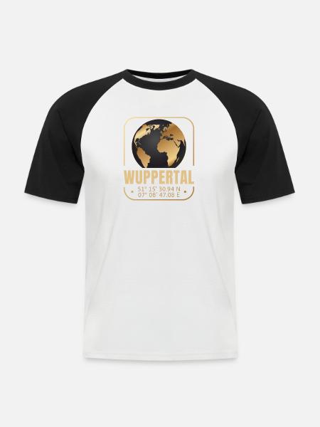 Wuppertal - Männer Baseball-T-Shirt - Weiß/Schwarz