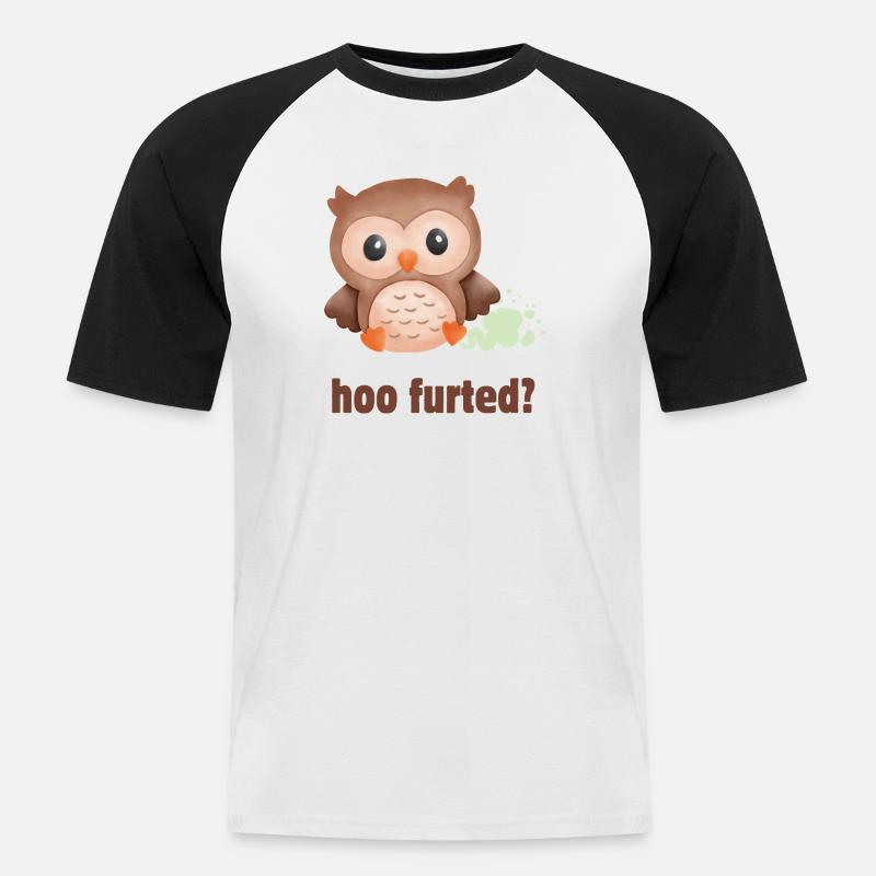 Hoo Furted Owl Gioco di parole - Maglia da baseball a manica corta da uomo - bianco/nero