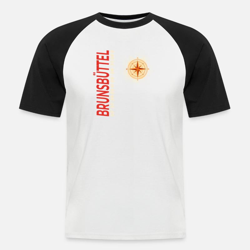 Brunsbüttel - Männer Baseball-T-Shirt - Weiß/Schwarz