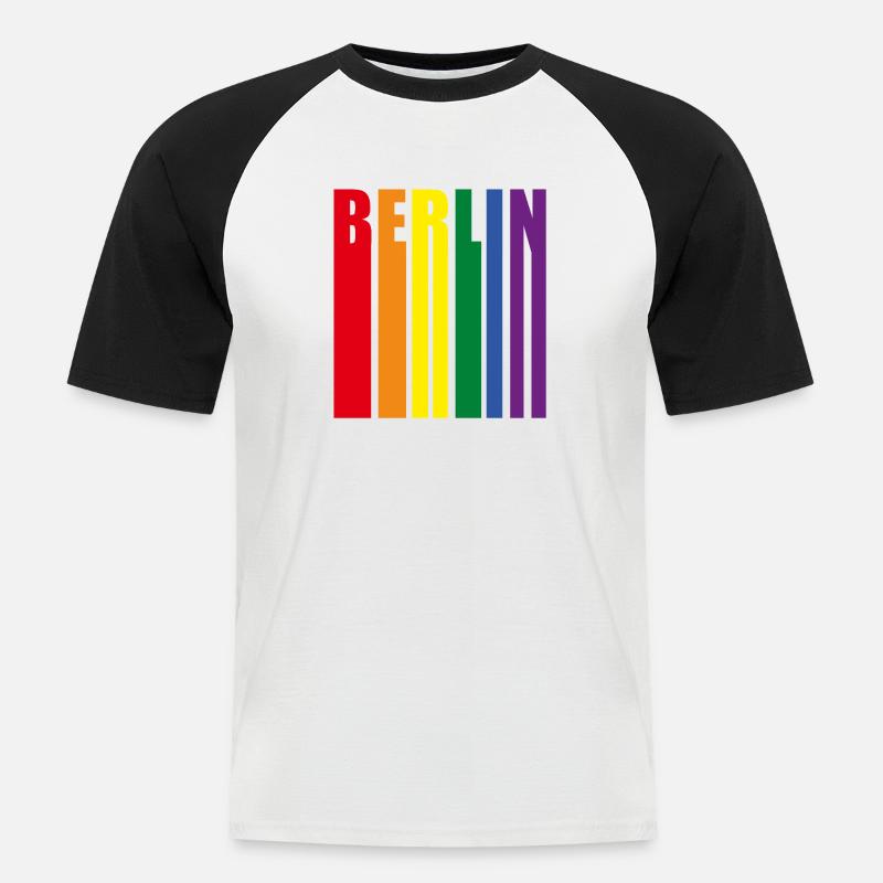 Berlin Regenbogen Pride Geschenk - Männer Baseball-T-Shirt - Weiß/Schwarz
