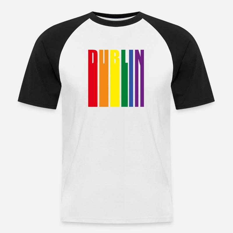 Dublin Regenbogen Pride Geschenk - Männer Baseball-T-Shirt - Weiß/Schwarz