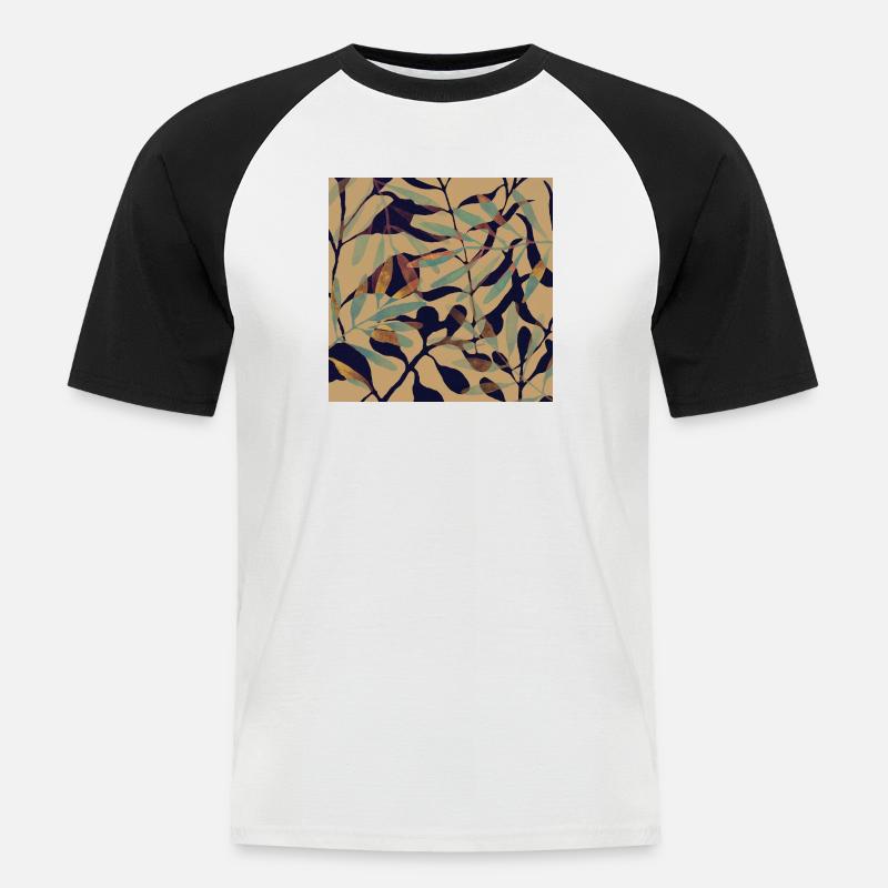 Roasted leaves - Men's Baseball T-Shirt - white/black