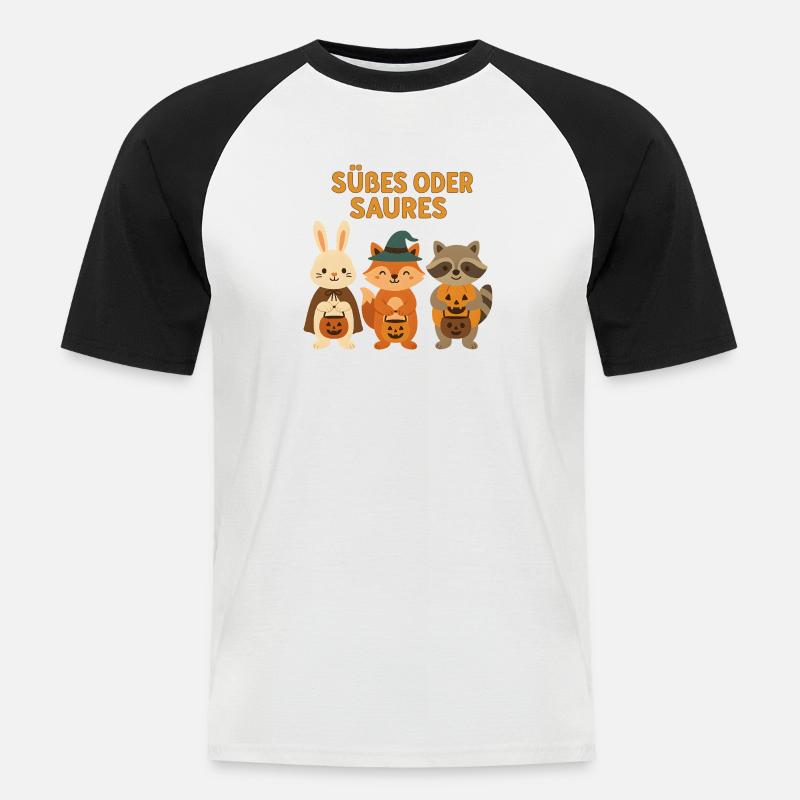 Süßes oder Saures - Waldtiere - Männer Baseball-T-Shirt - Weiß/Schwarz
