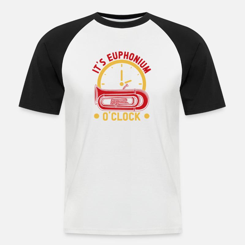 Euphonium It´s O´Clock Baritone Marching Band - Männer Baseball-T-Shirt - Weiß/Schwarz