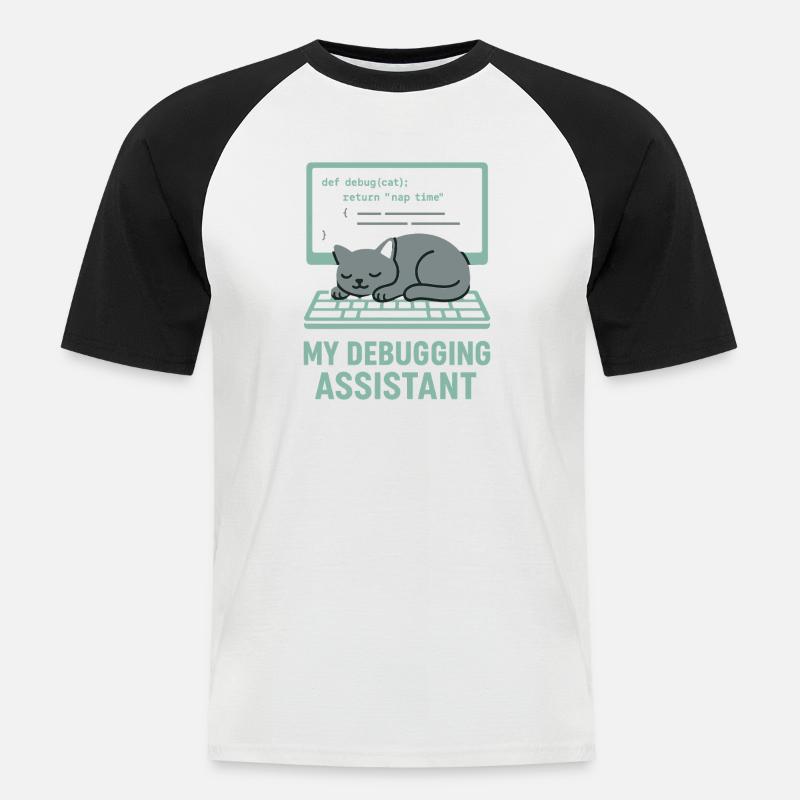 Mein Debugging Assistent Katze - Männer Baseball-T-Shirt - Weiß/Schwarz