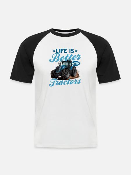 Tractor Kids Farm Lifestyle - Männer Baseball-T-Shirt - Weiß/Schwarz