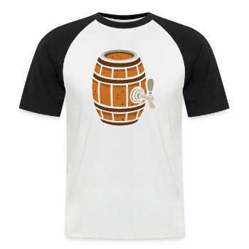 Rustic Beer Barrel Cartoon - Men's Baseball T-Shirt - white/black - Front - Nik (191cm)
