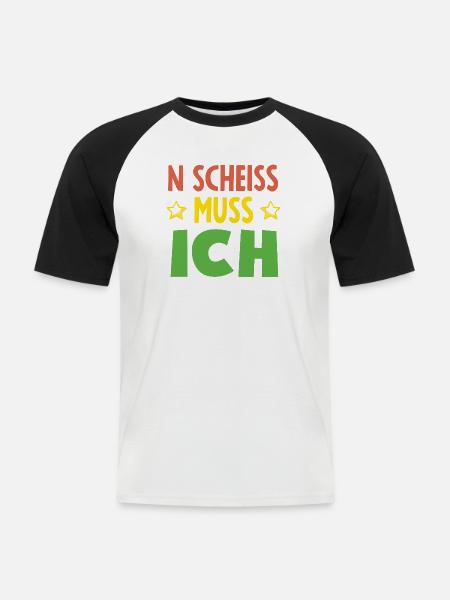 N Scheiß muss ich – Mittelfinger - Männer Baseball-T-Shirt - Weiß/Schwarz
