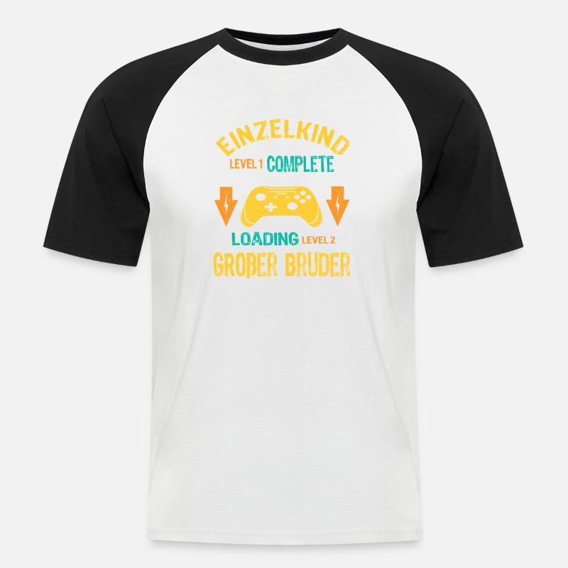 Einzelkind Complete - Loading Großer Bruder 2026 - Männer Baseball-T-Shirt - Weiß/Schwarz