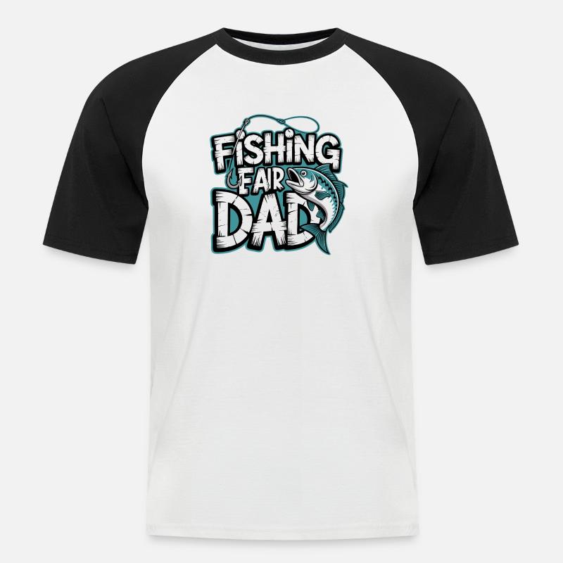 Fischfang Papa Comic Tee - Männer Baseball-T-Shirt - Weiß/Schwarz