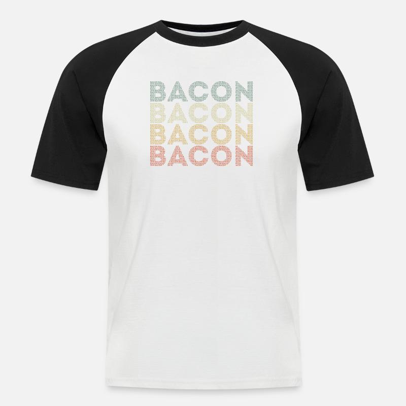 bacon - Men's Baseball T-Shirt - white/black