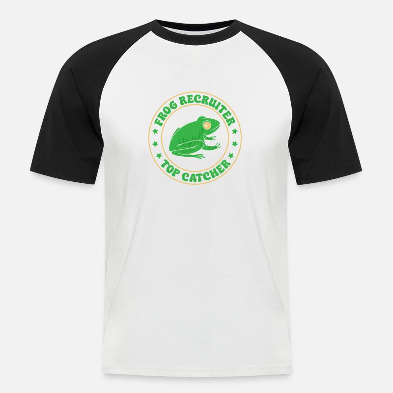 Frog Catcher Recruiter Top Frog - Männer Baseball-T-Shirt - Weiß/Schwarz