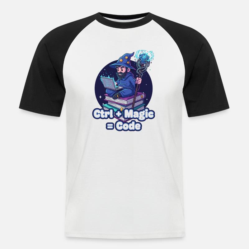 Ctrl Magic Code Zauberer - Männer Baseball-T-Shirt - Weiß/Schwarz