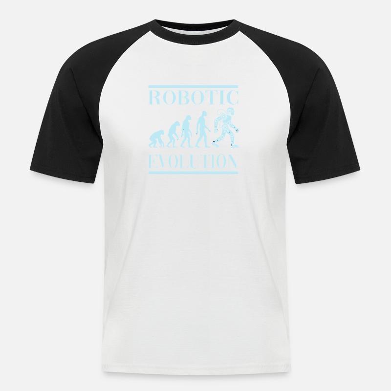 Roboter Evolution Fortschritt Mensch Zukunft - Männer Baseball-T-Shirt - Weiß/Schwarz