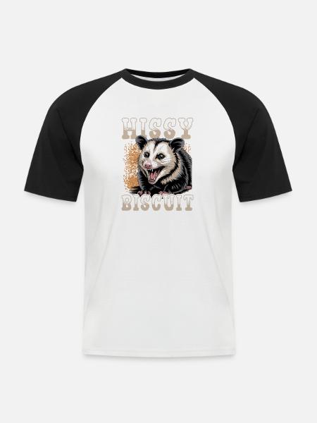 Drôle d’opossum - T-shirt baseball manches courtes Homme - blanc/noir