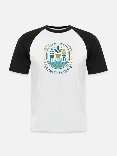 green thumb - Men's Baseball T-Shirt - white/black