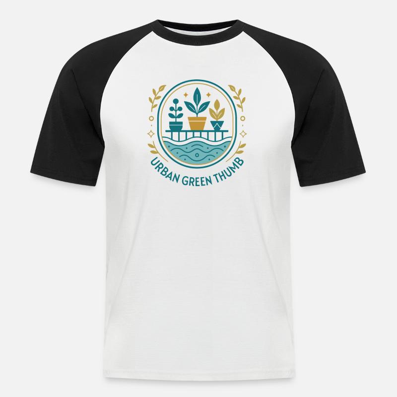 Grüner Daumen - Männer Baseball-T-Shirt - Weiß/Schwarz