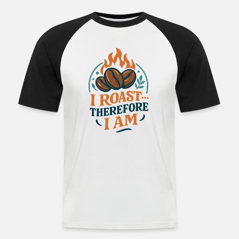 Ich röste, also bin ich - Männer Baseball-T-Shirt - Weiß/Schwarz