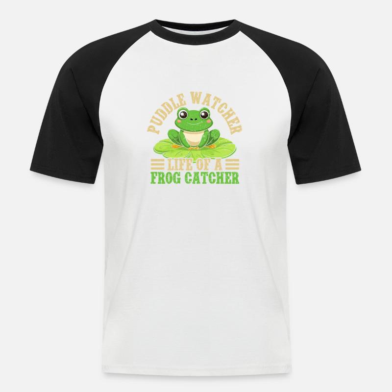 Frog Catcher Puddle Watcher Frog - Männer Baseball-T-Shirt - Weiß/Schwarz
