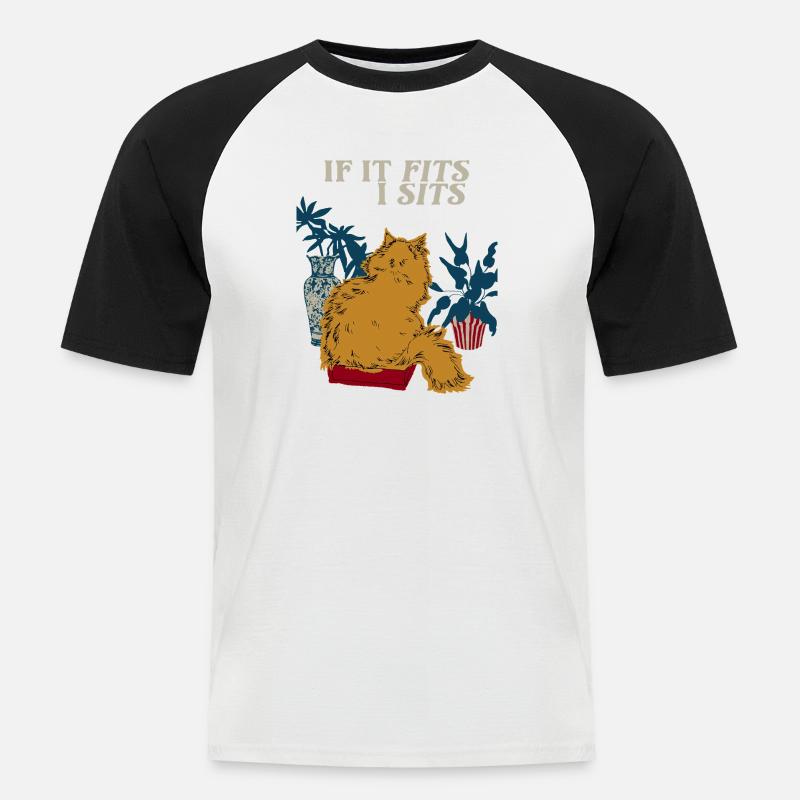 WENN ES IN EINEN SITZ PASST - Männer Baseball-T-Shirt - Weiß/Schwarz