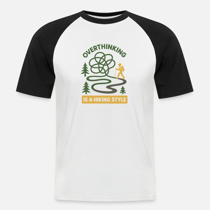 Forest Walk Overthinker Mental Reset - Männer Baseball-T-Shirt - Weiß/Schwarz