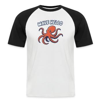 Wave Hello Squid - Men's Baseball T-Shirt - white/black - Front - Nik (191cm)