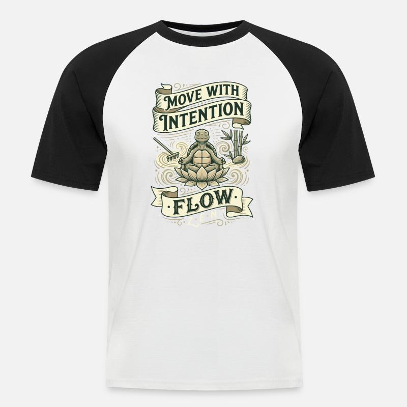 Bewegung mit Absicht: Zen Flow - Männer Baseball-T-Shirt - Weiß/Schwarz