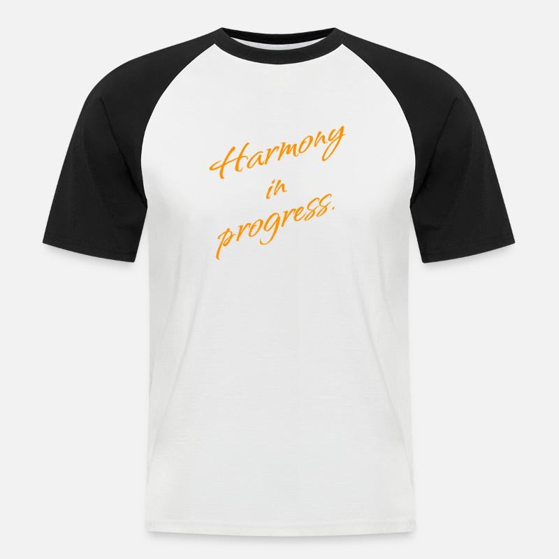 Harmony in Progress – Balance & Mindset - Männer Baseball-T-Shirt - Weiß/Schwarz