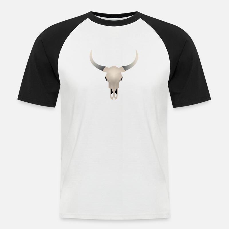 Büffelschädel - Männer Baseball-T-Shirt - Weiß/Schwarz