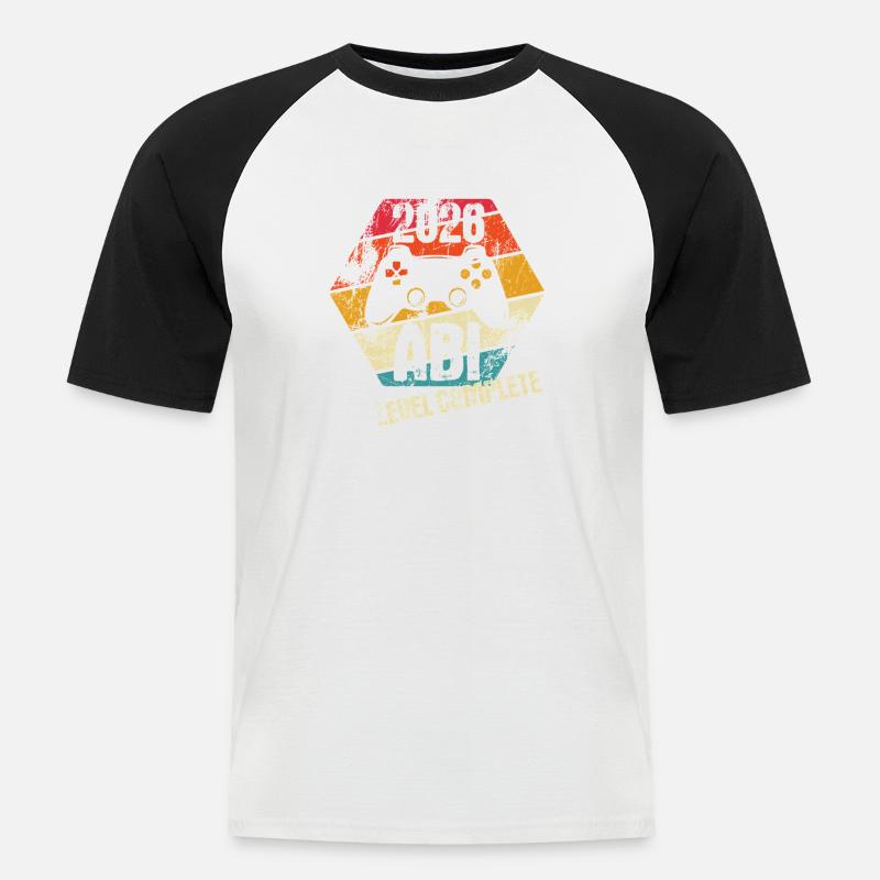 Abi 2026 - Abitur Passato - Livello Completato - Maglia da baseball a manica corta da uomo - bianco/nero