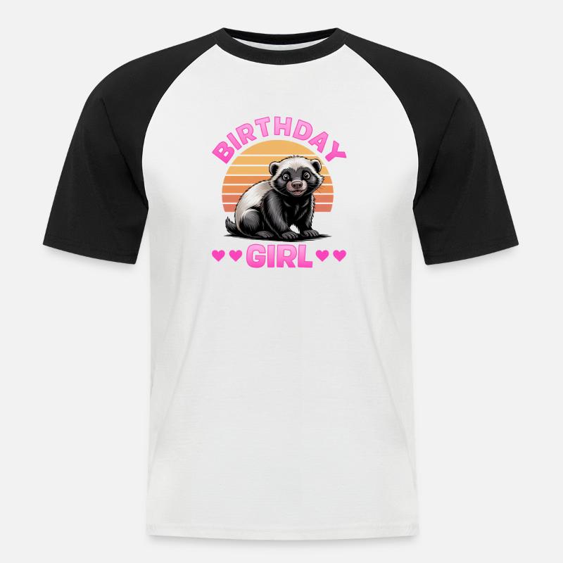 Funny Honey Badger - Männer Baseball-T-Shirt - Weiß/Schwarz